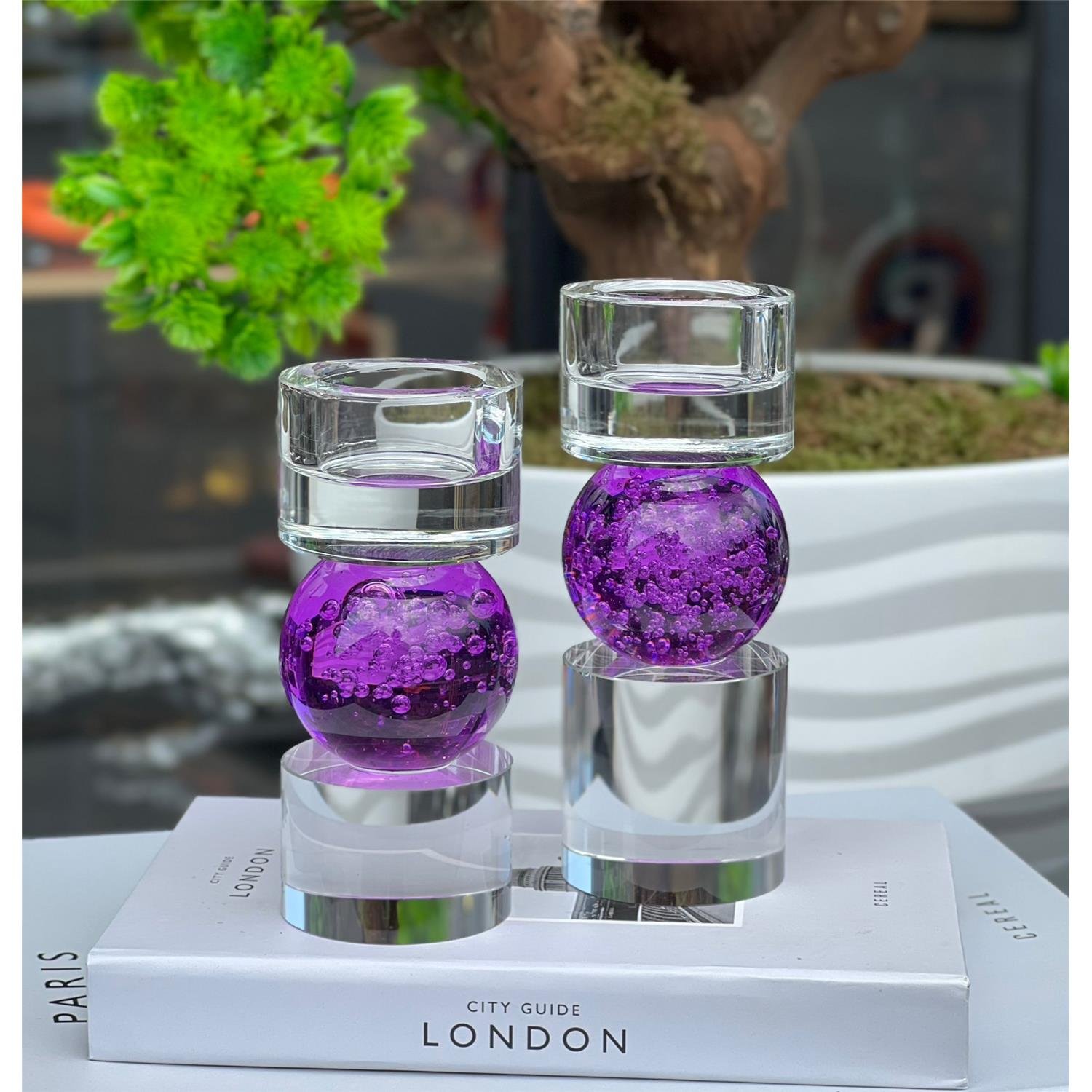 SİLİNDİR KABARCIK MODERN ŞAMDAN MOR