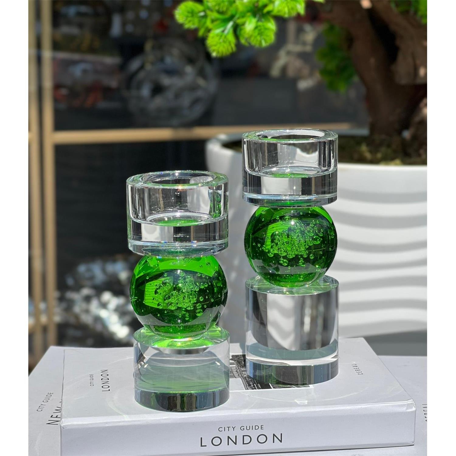 SİLİNDİR KABARCIK MODERN ŞAMDAN YEŞİL