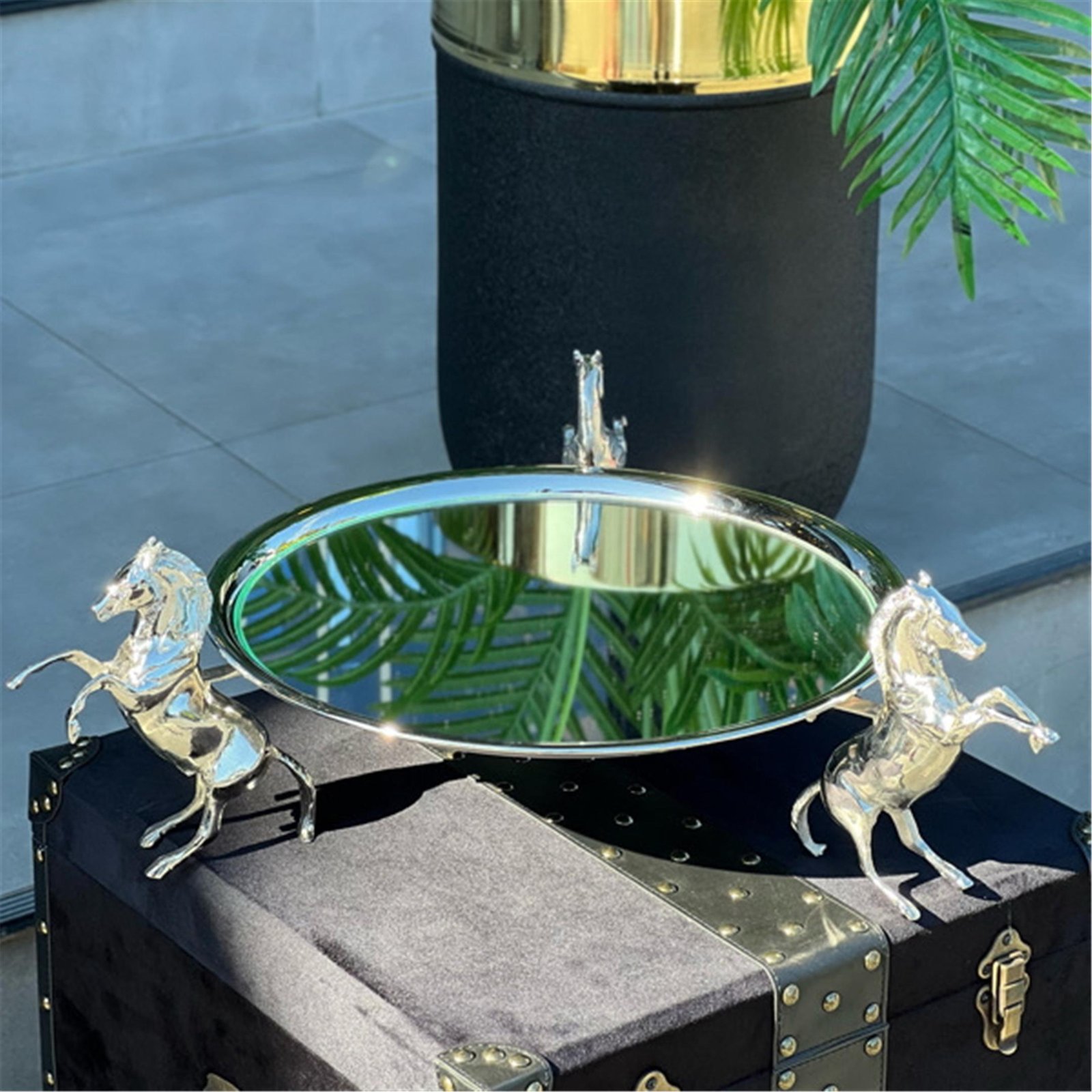 ATLI 40 CM SUNUMLUK KOMPLE PİRİNÇ GÜMÜŞ