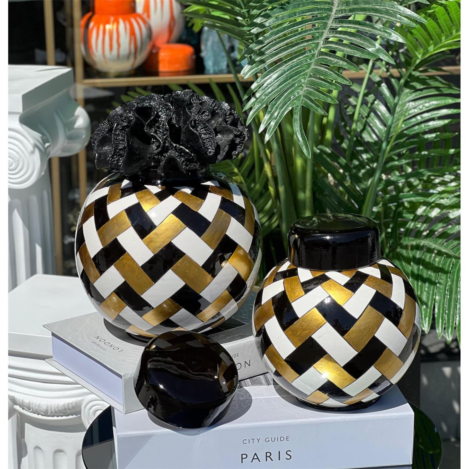 SİYAH ALTIN ÖRGÜ DESEN 2 Lİ KÜRE KÜP