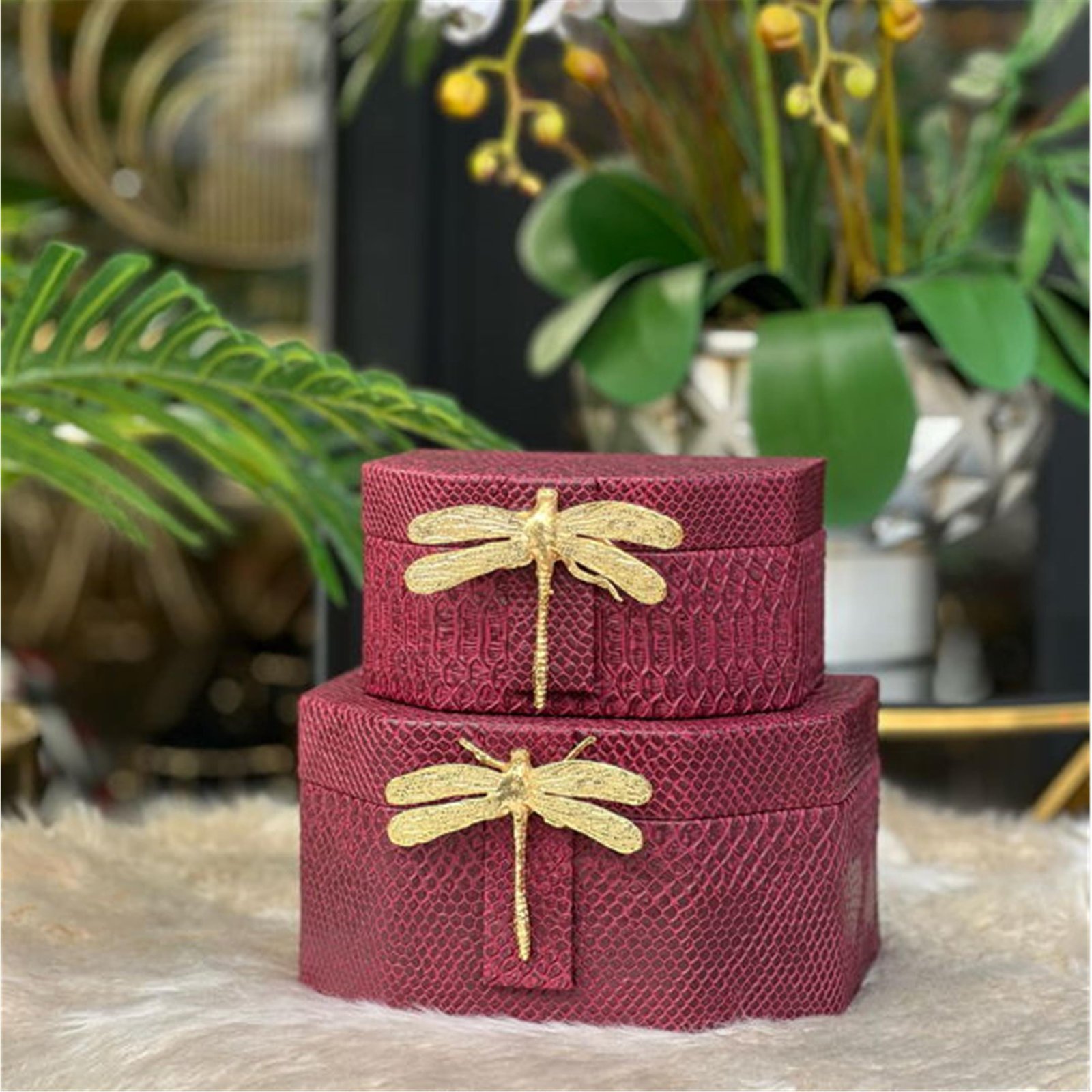 2 Lİ YUSUFÇUK DETAY DERİ KUTU BORDO