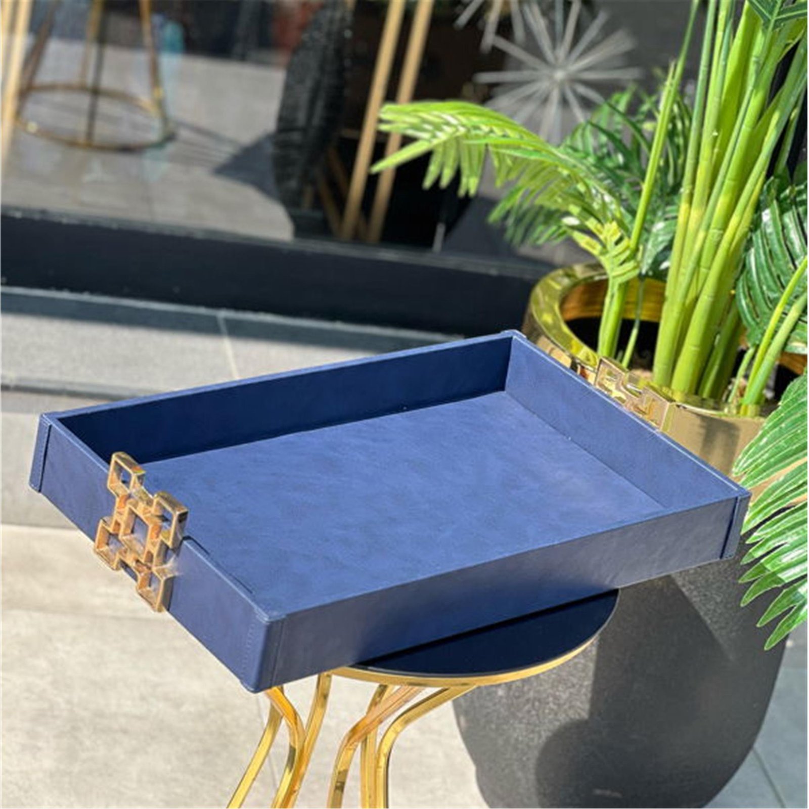 KARELİ H MODEL TEPSİ DERİ LACİVERT