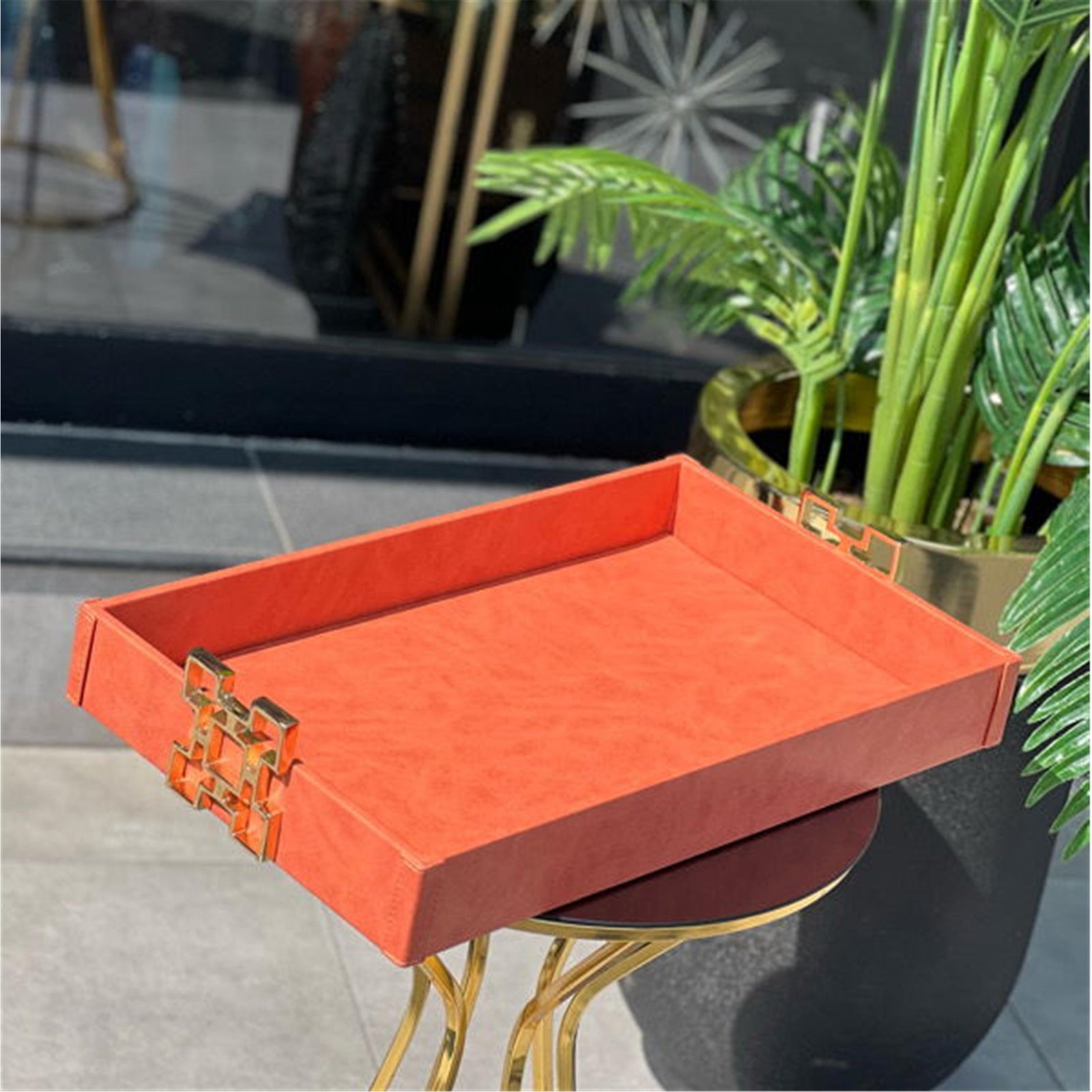 KARELİ H MODEL TEPSİ DERİ TURUNCU