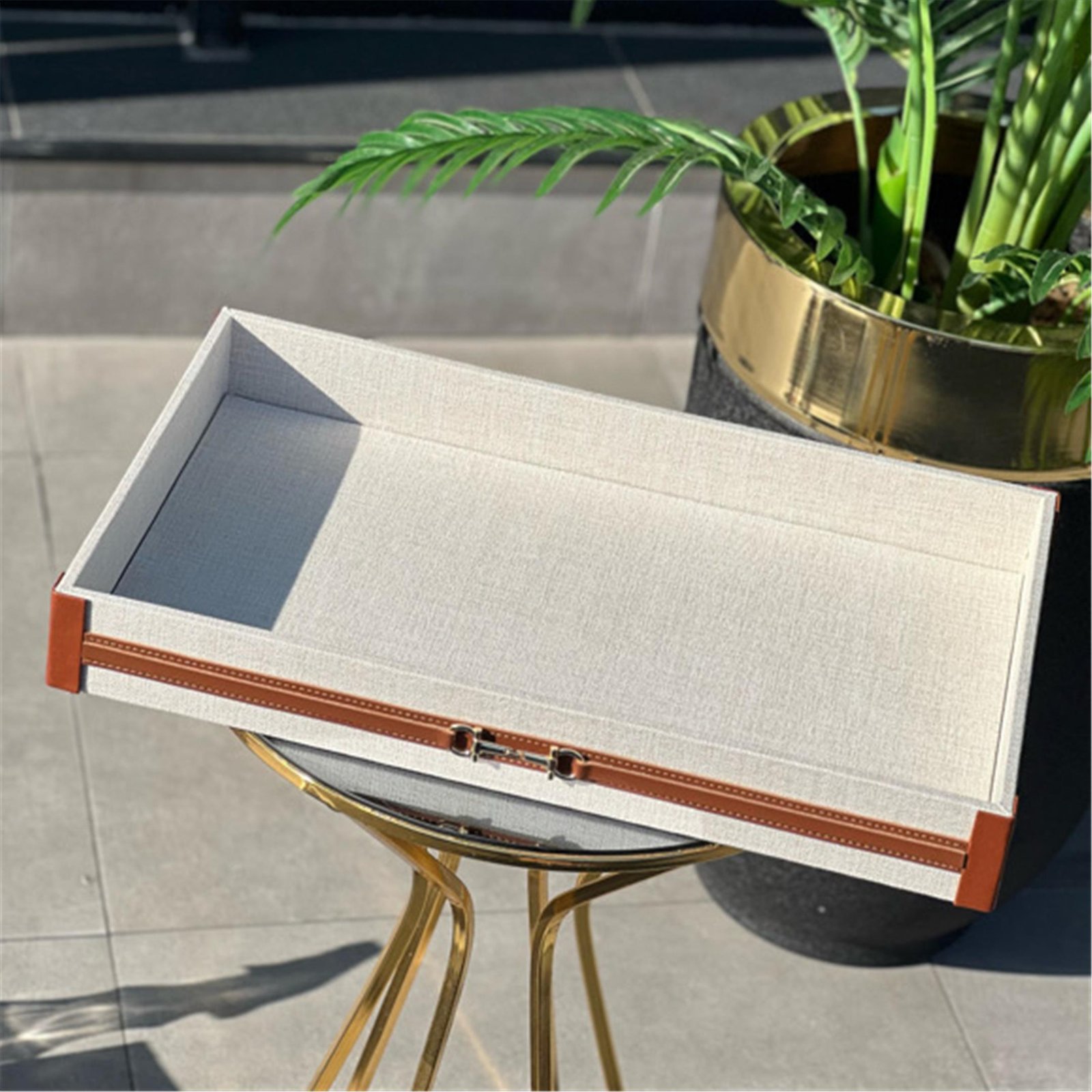 KETEN TEPSİ KAHVE KEMERLİ