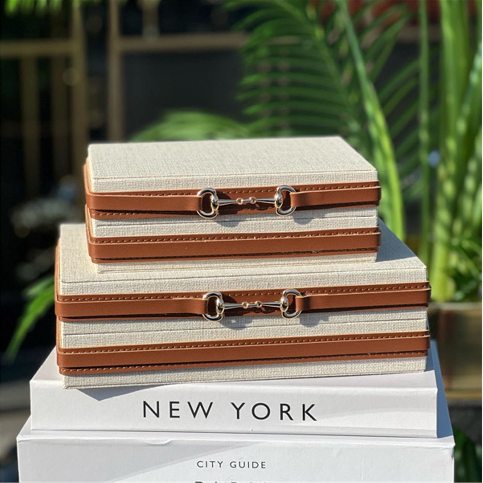 2 Lİ KETEN KUTU KAHVE KEMERLİ