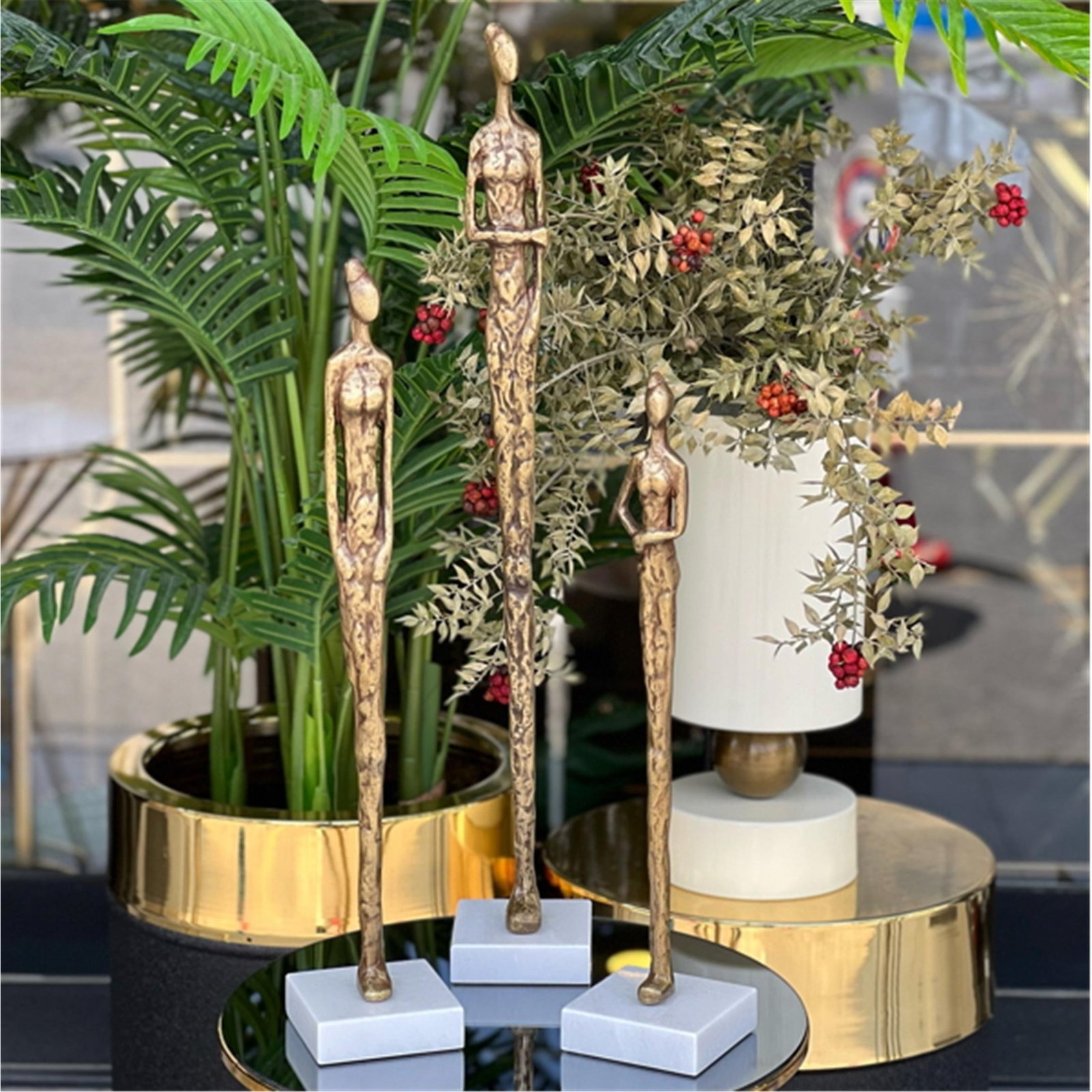 TOPUZLU KADIN HEYKEL 3 LÜ TAKIM ESKİTME