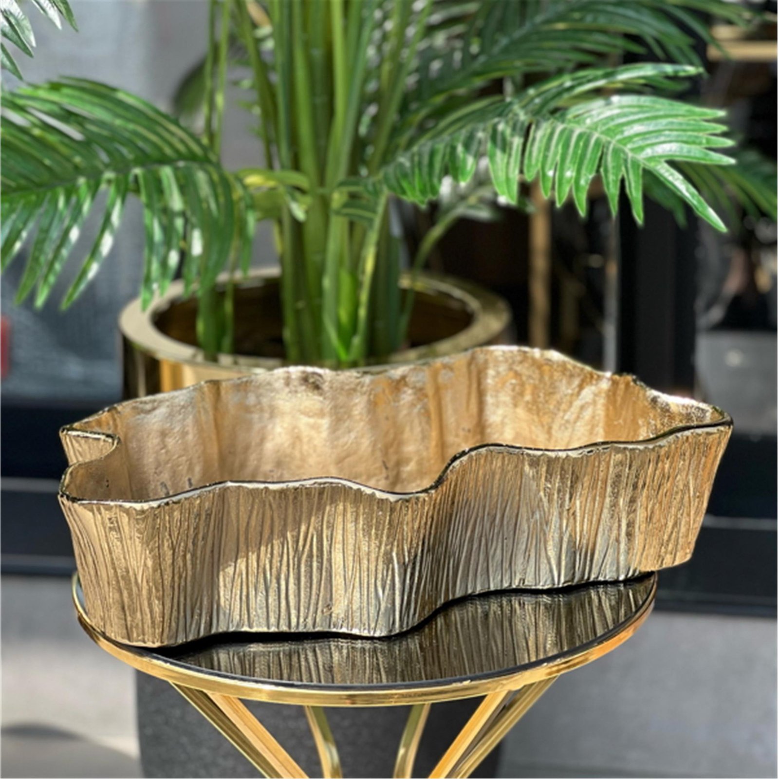 ÇİZGİLİ BÜYÜK MASAÜSTÜ ÇİÇEKLİK ALTIN