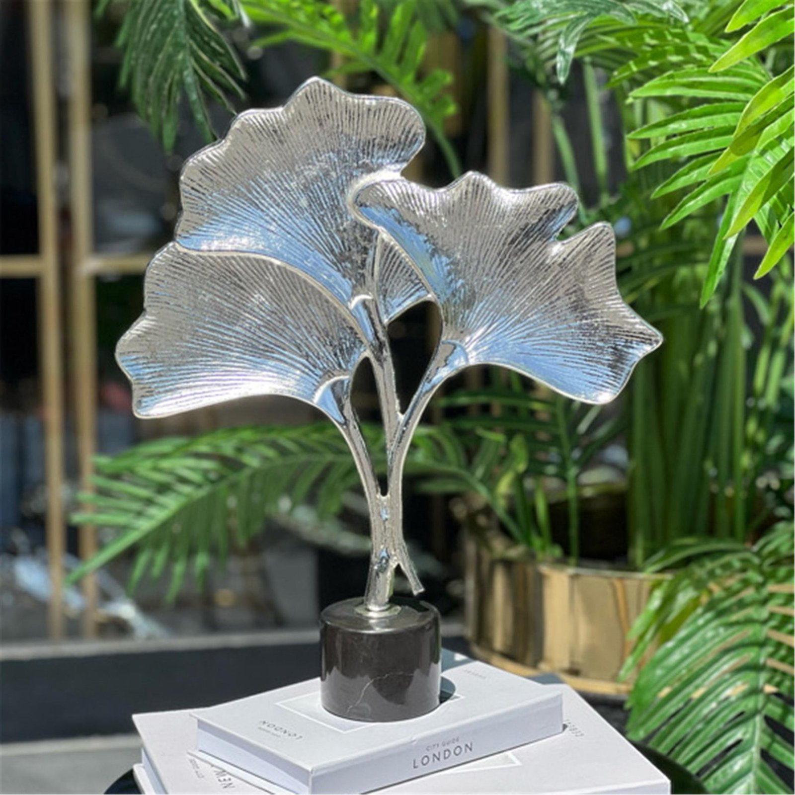 DÖKÜM BÜYÜK 3 YAPRAKLI GİNKO GÜMÜŞ