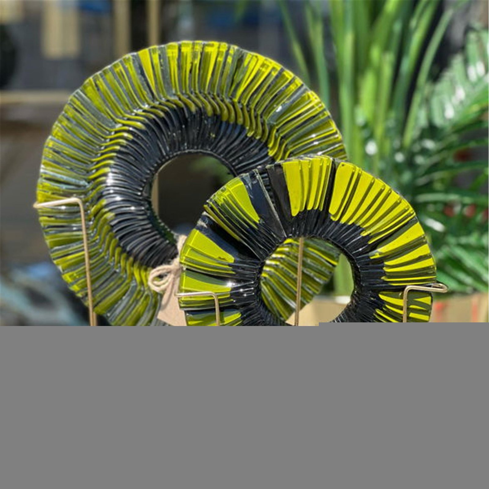 2 Lİ AHŞAP KAİDE CAM FÜZYON YEŞİL