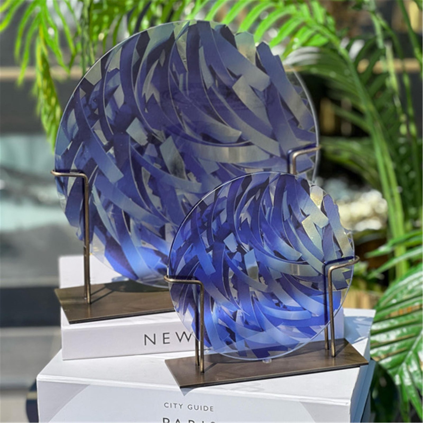 2  Lİ CAM DİSK DAİRE MAVİ KARMA DESEN