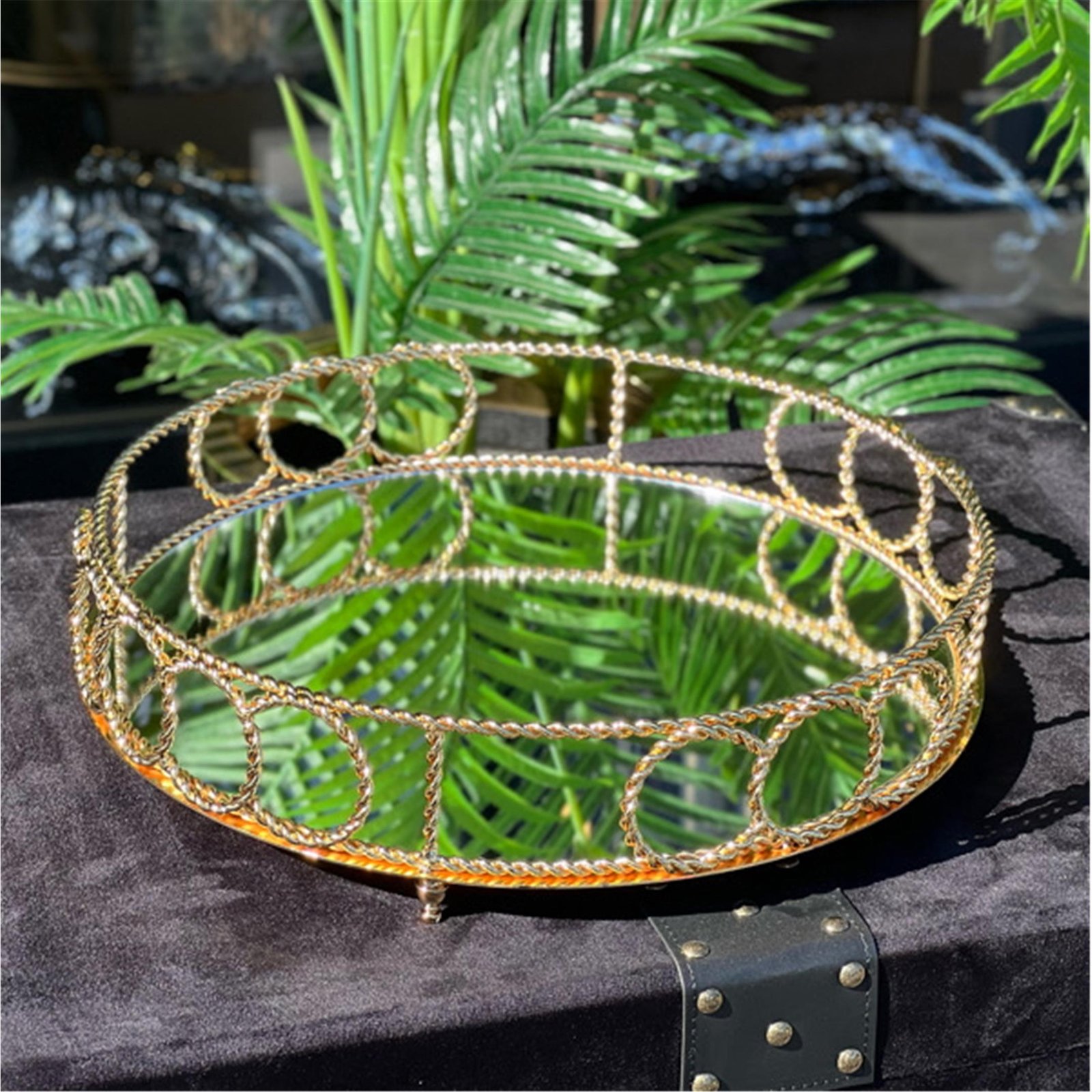 HALKALI 40CM YUVARLAK TEPSİ ALTIN