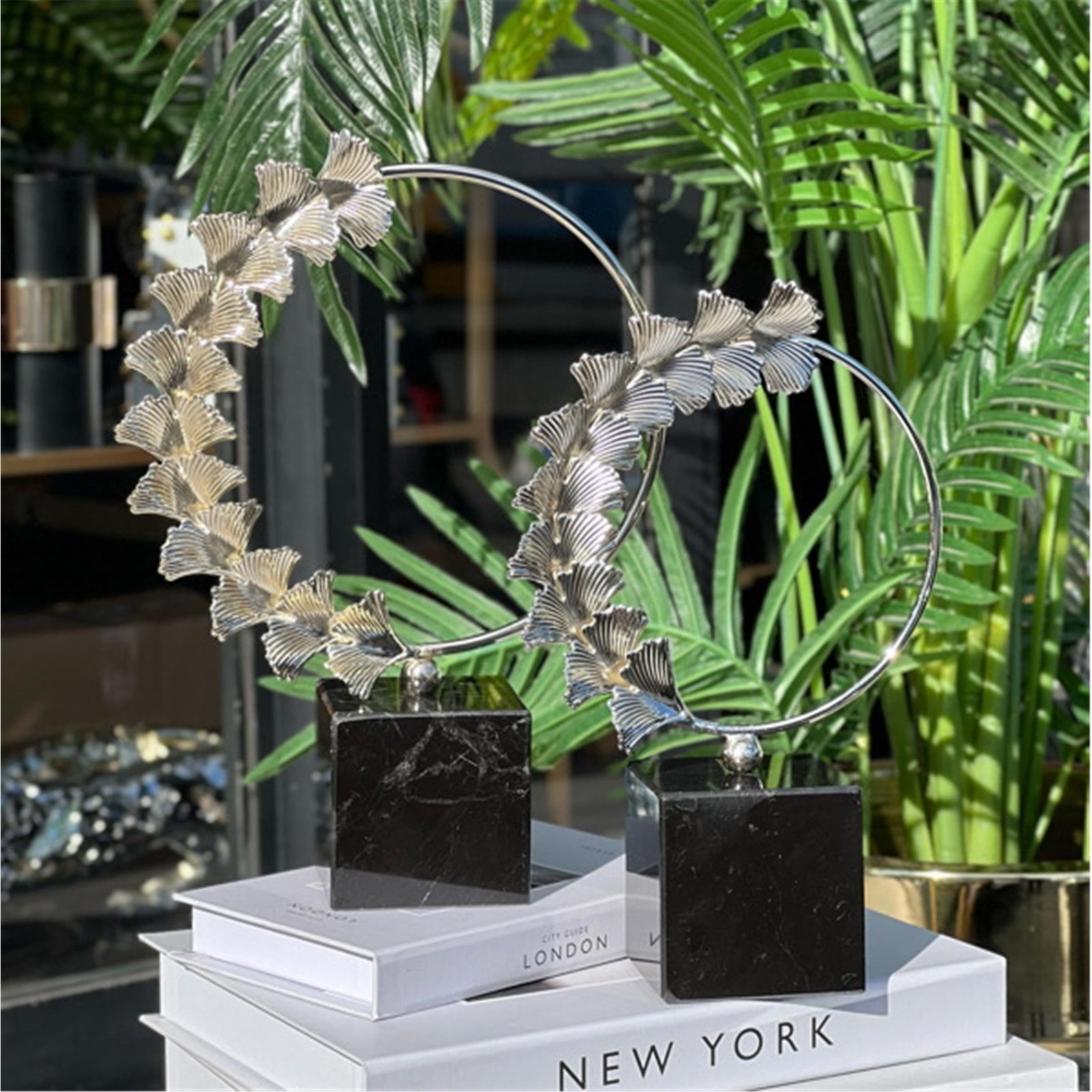 GİNKO ÇEMBER SET KARE MERMER GÜMÜŞ