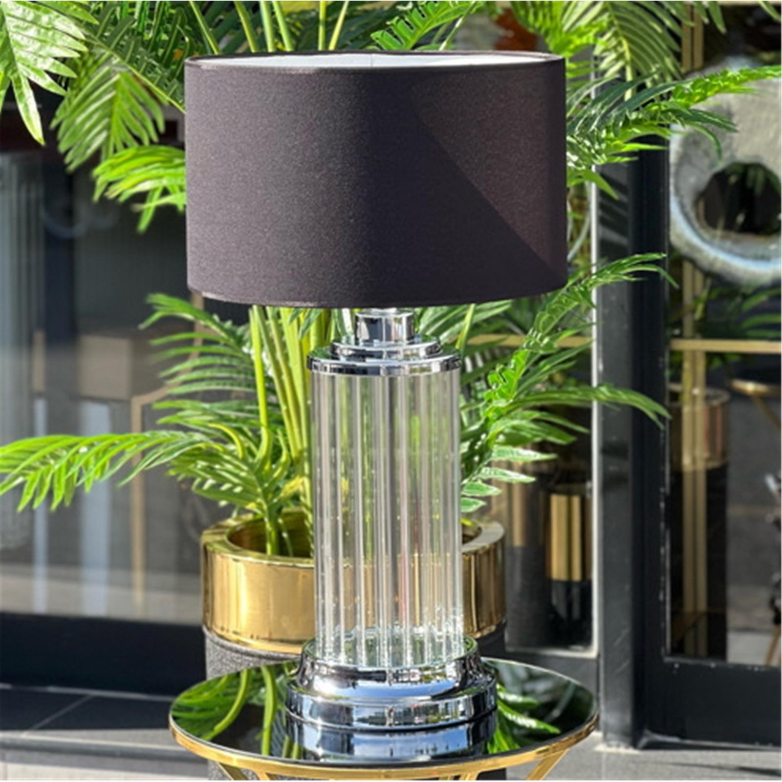 KROM 30 CM ŞEFFAF CAM ÇİZGİLİ ABAJUR