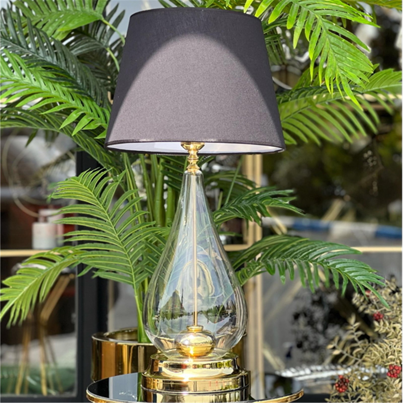 ARMUT MODEL ŞEFFAF CAM ALTIN ABAJUR