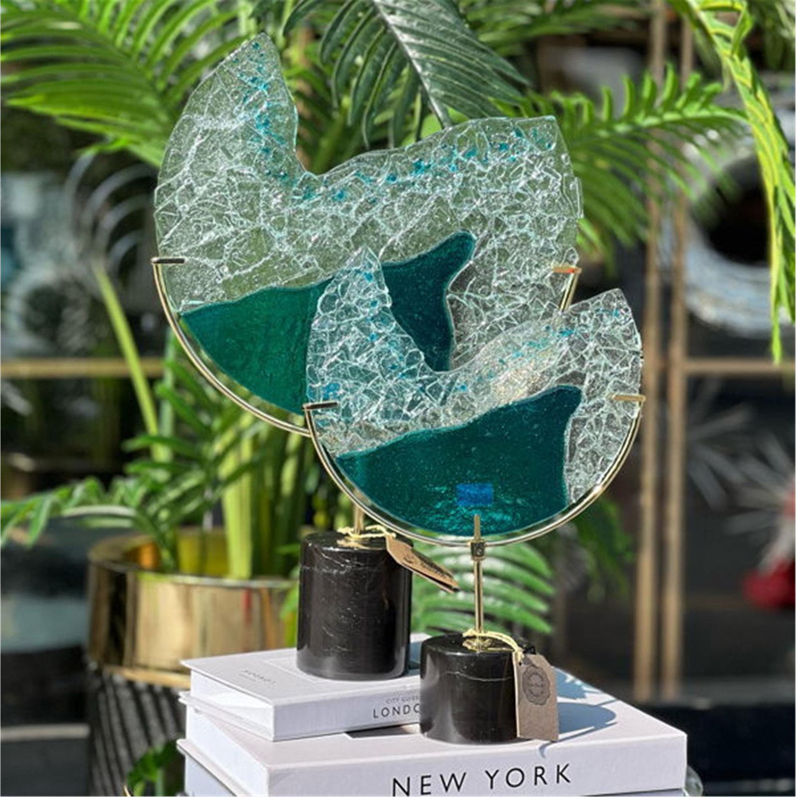 2 Lİ MERMER KAİDE KESİK AY FÜZYON TURKUAZ