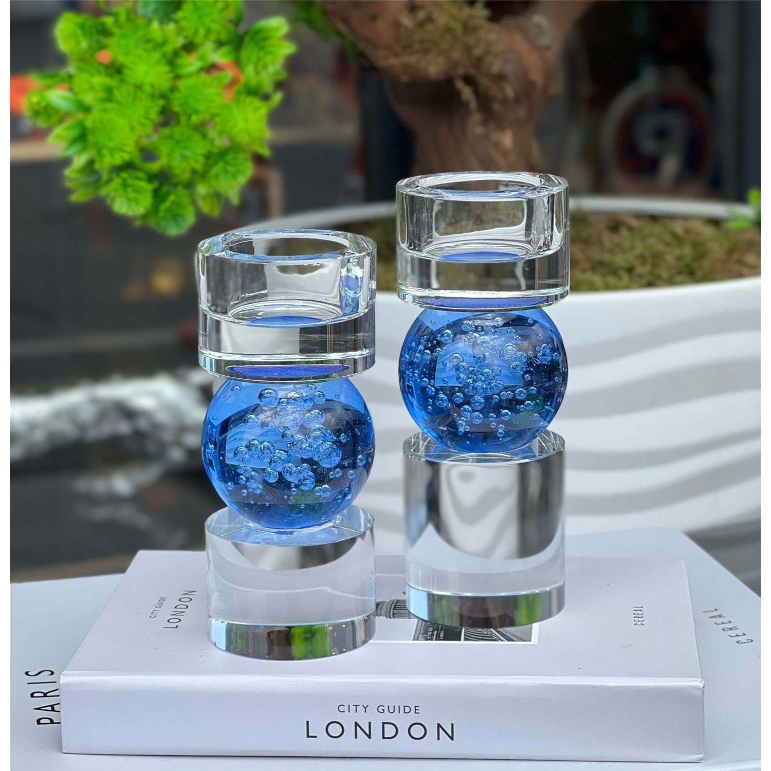 SİLİNDİR KABARCIK MODERN ŞAMDAN MAVİ