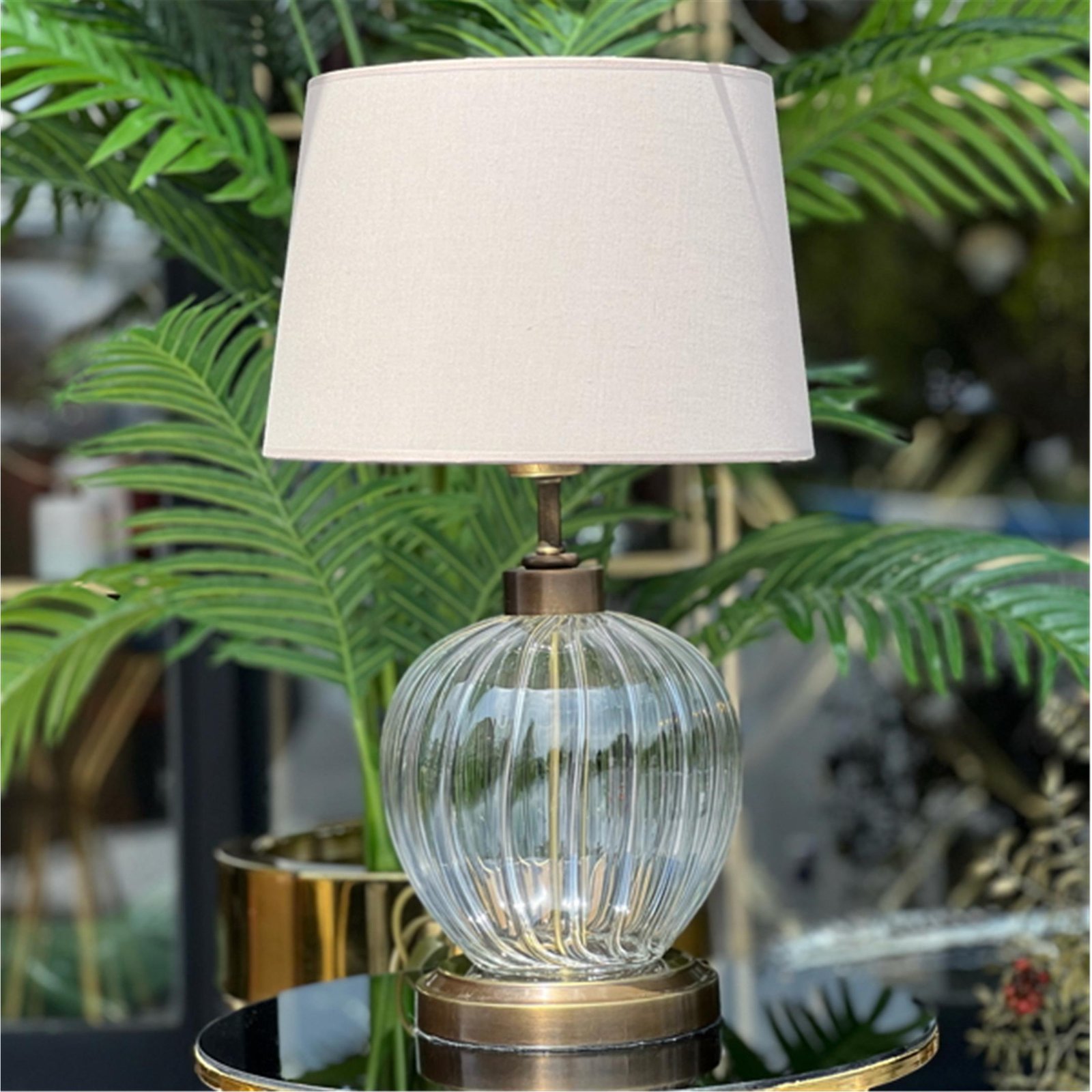 ELMA MODEL ŞEFFAF ÇİZGİLİ CAM ESKİTME ABAJUR