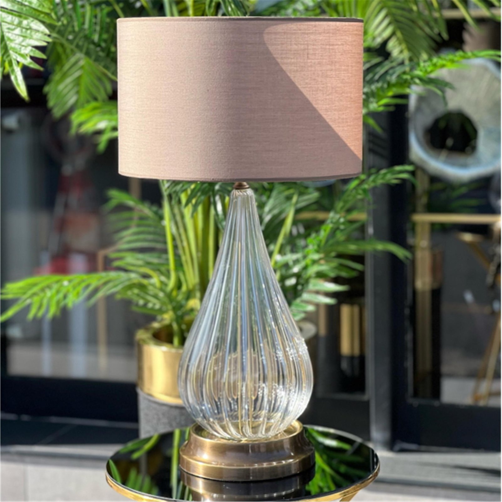 ARMUT MODEL ŞEFFAF ÇİZGİLİ CAM ESKİTME ABAJUR