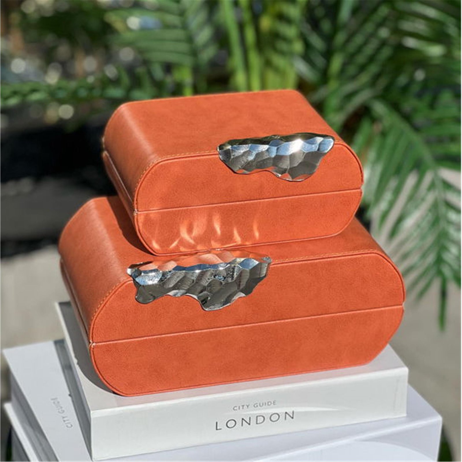 PETEK MODEL DERİ KUTU TURUNCU GÜMÜŞ