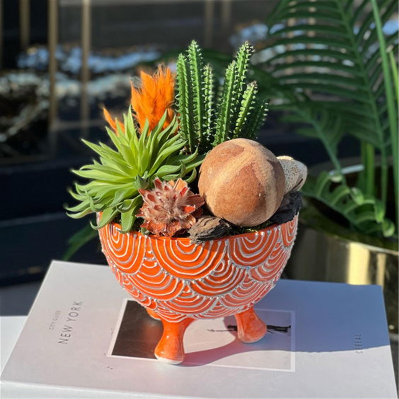 KABARTMA TURUNCU DESEN KASE SUKULENT