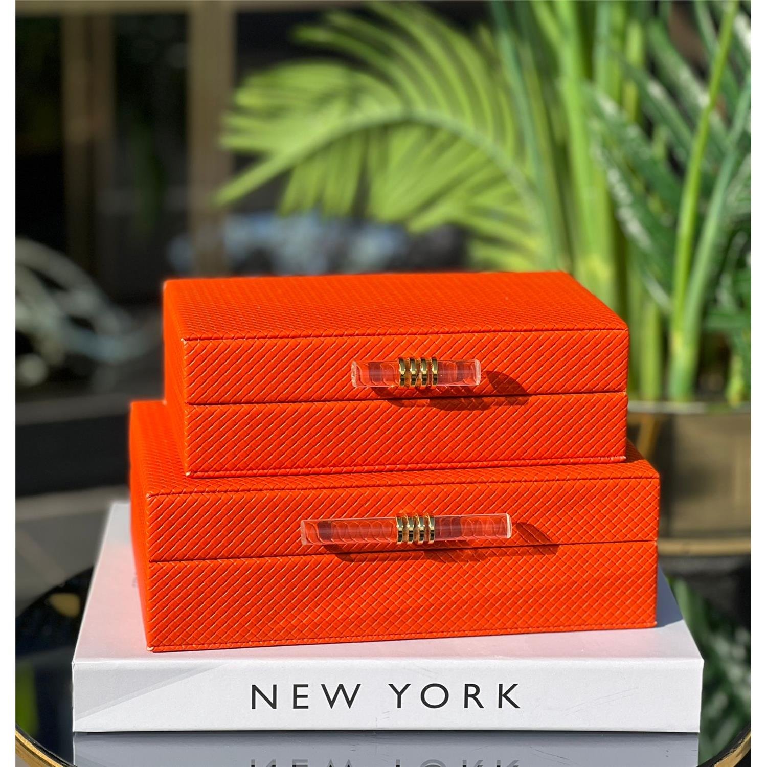 2 Lİ CAM ÇUBUKLU DERİ KUTU TURUNCU