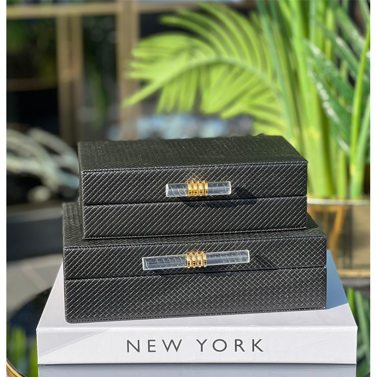 2 Lİ CAM ÇUBUKLU DERİ KUTU SİYAH