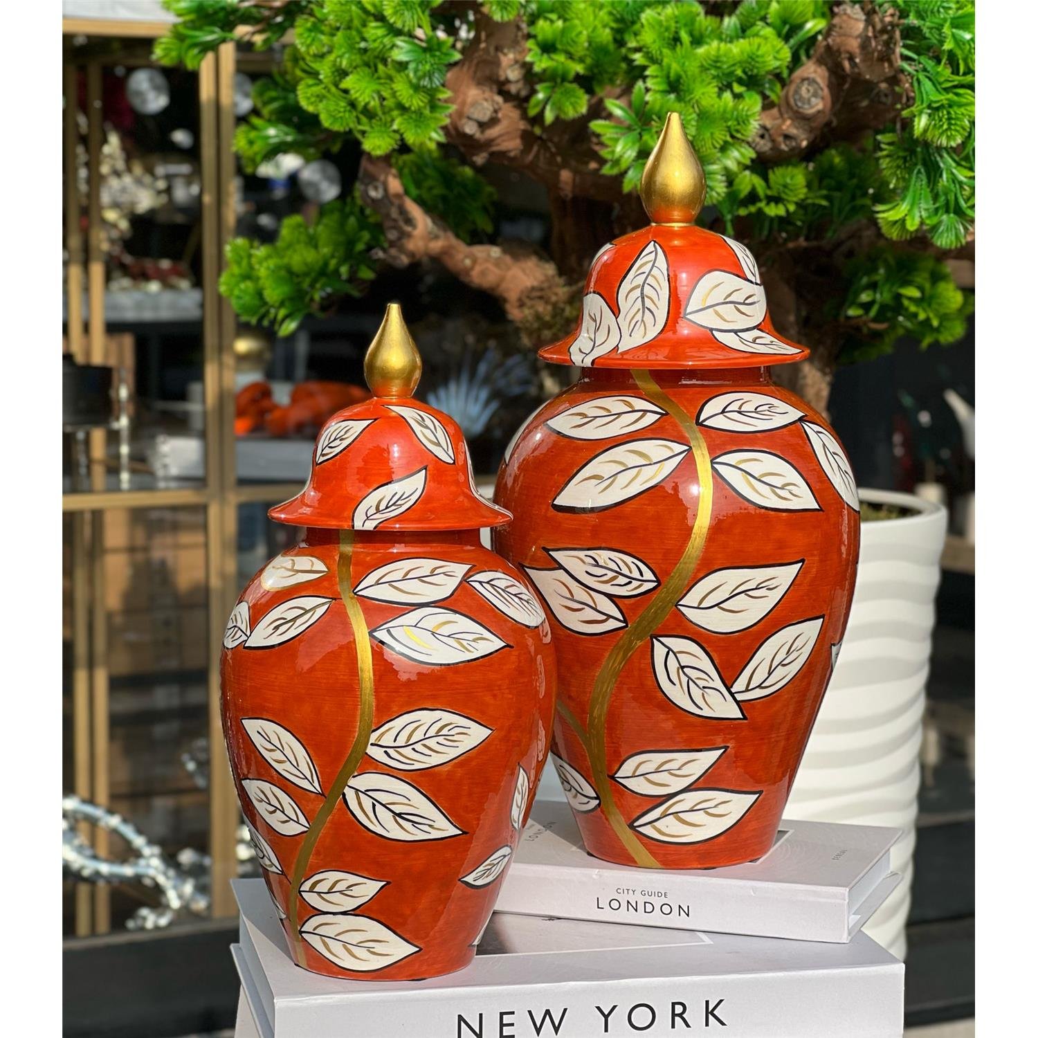 TURUNCU YAPRAK DESEN 2 Lİ SET LİZA KÜP