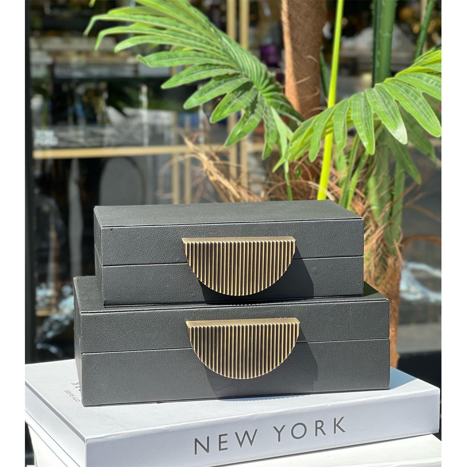 2 Lİ DİNAR YARIM AY DERİ KUTU SİYAH