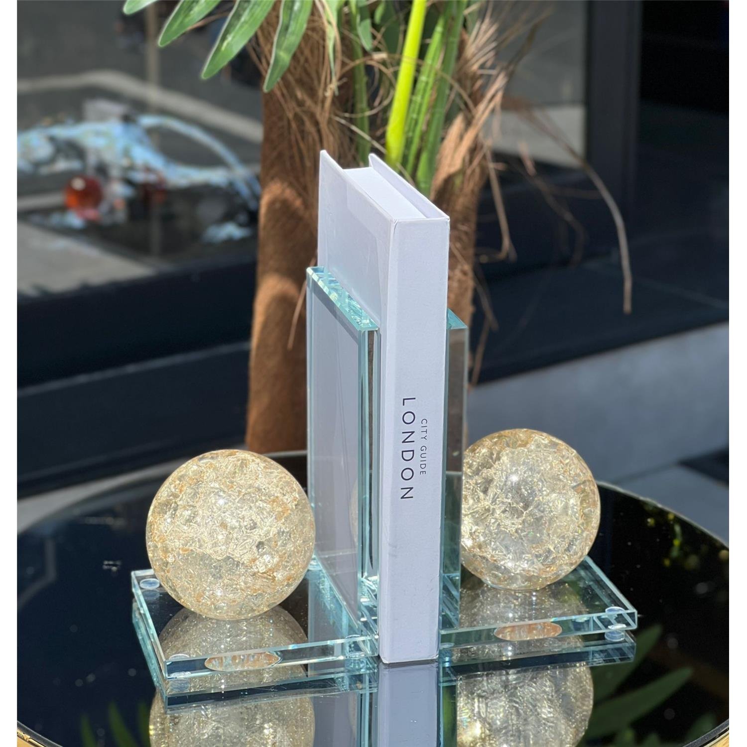 2 Lİ ÇATLAK KÜRE KİTAP TUTUCU AMBER