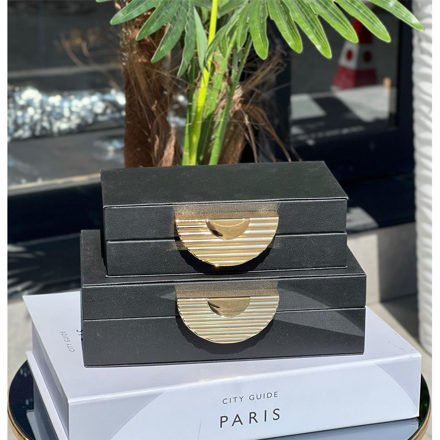 2 Lİ YARIM AY ALARA DERİ KUTU SİYAH