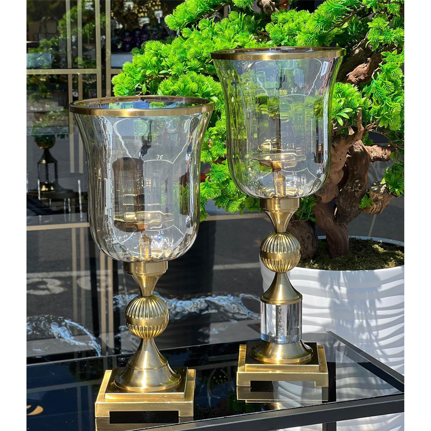 İTHAL 2 Lİ BÜYÜK CAM VAZO ALTIN