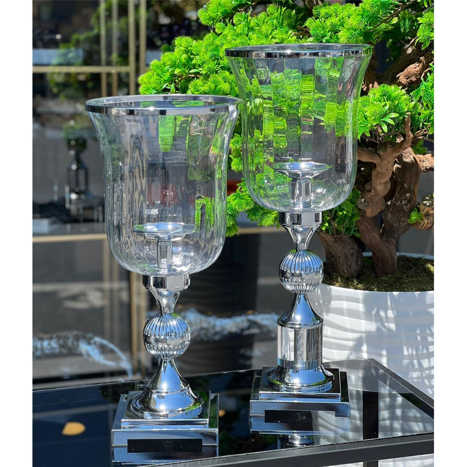 İTHAL 2 Lİ BÜYÜK CAM VAZO GÜMÜŞ