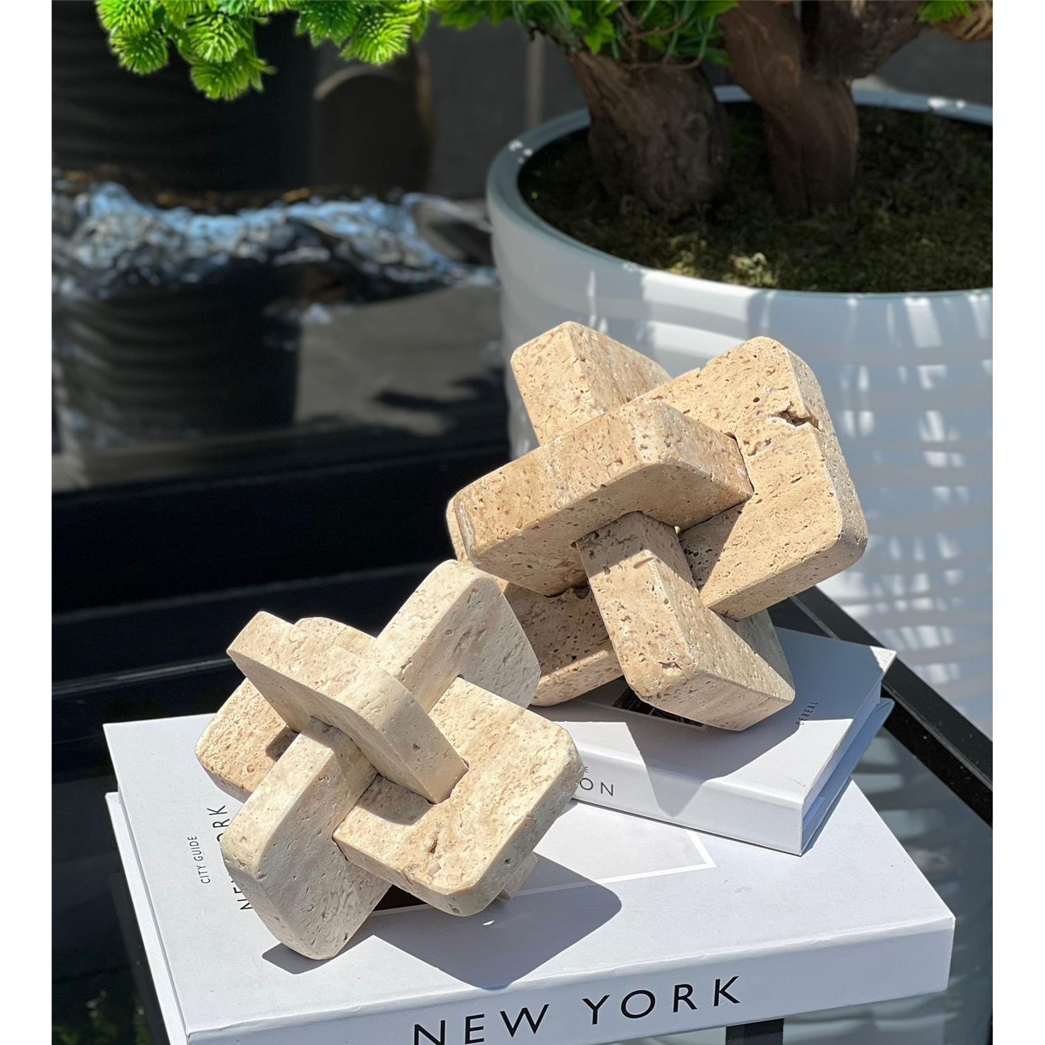 2 Lİ TRAVERTENLİ NEWTON GEÇMELİ DEKOR