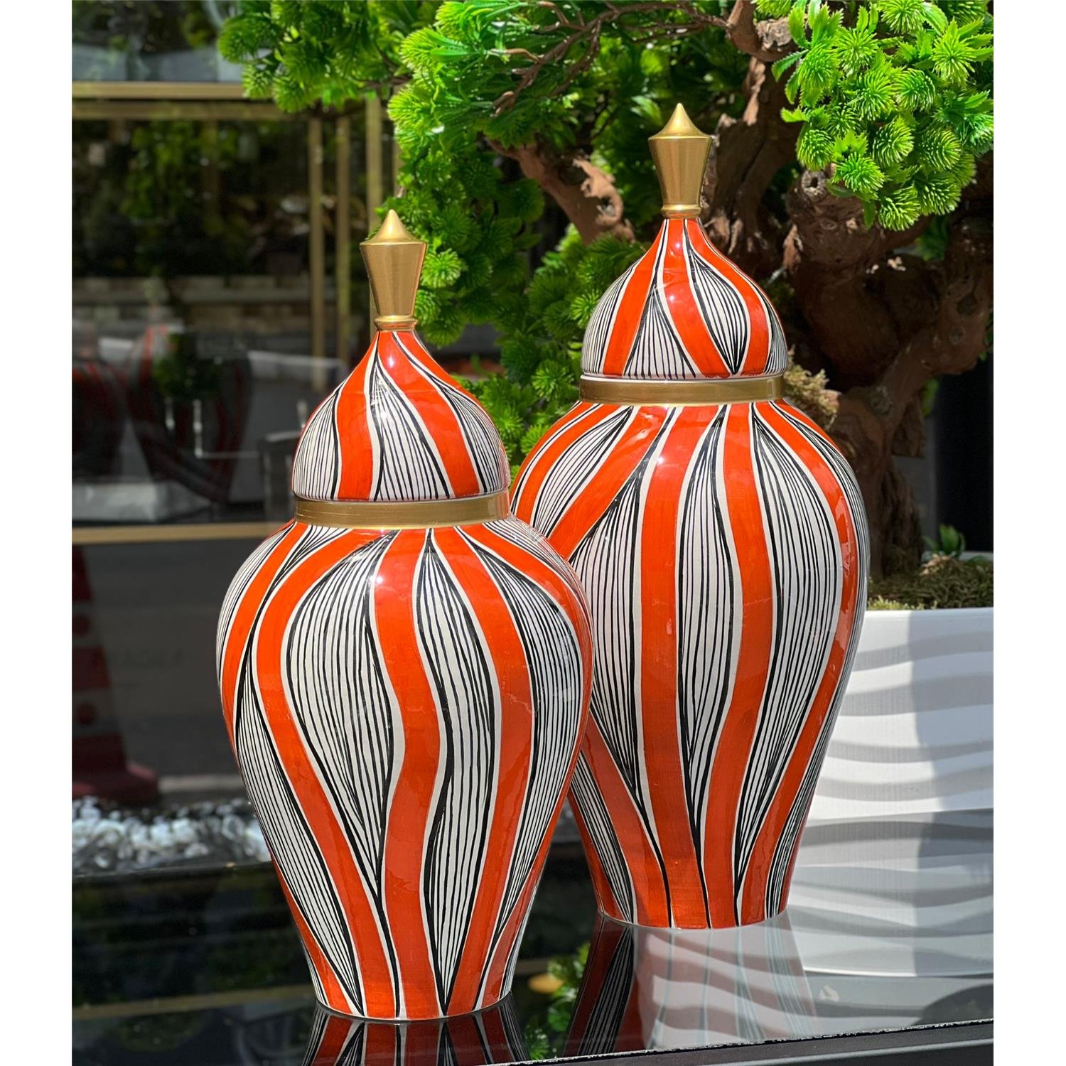 2 Lİ TURUNCU YOL DESEN BÜYÜK KÜÇÜK UZUN KÜP