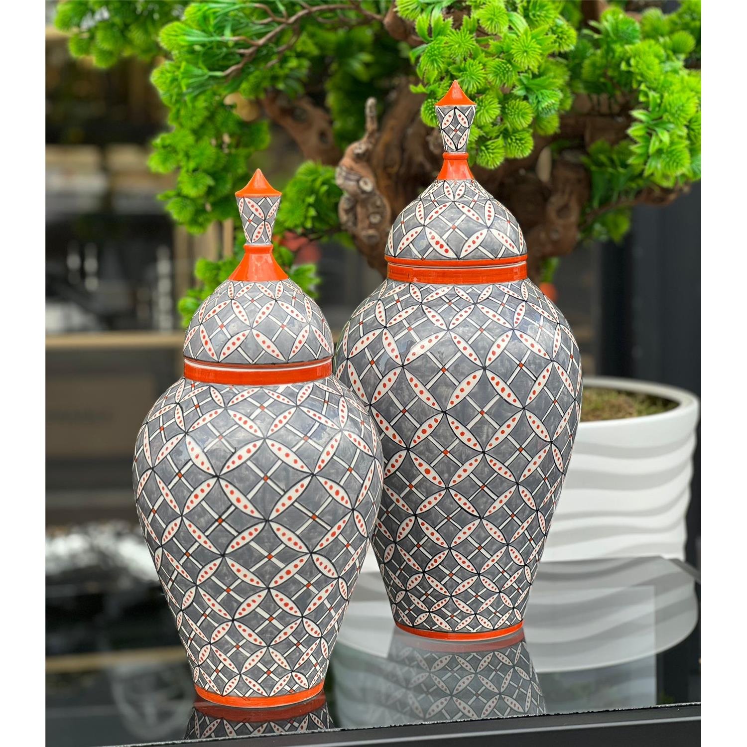 2 Lİ GRİ TURUNCU YILDIZ DESEN BÜYÜK KÜÇÜK UZUN KÜP