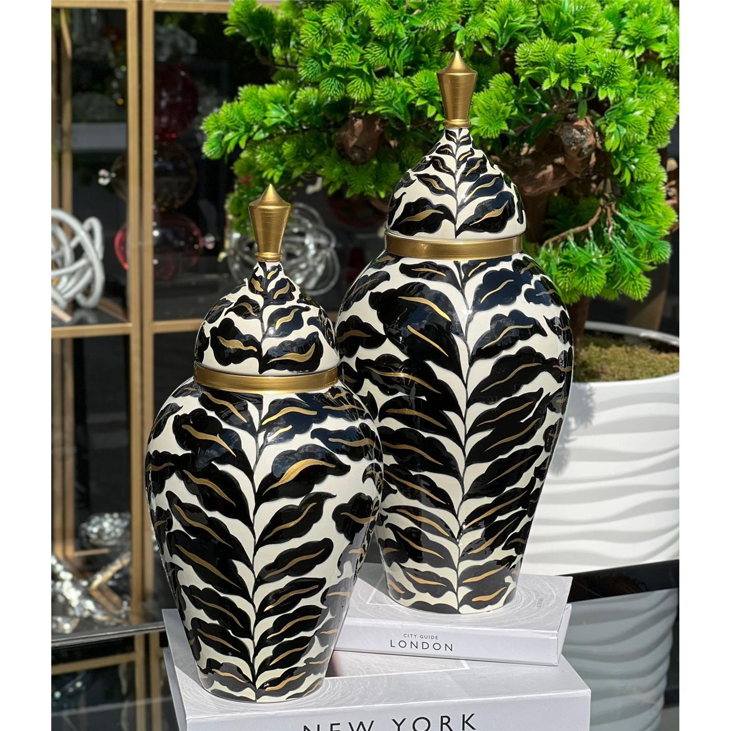 2 Lİ SİYAH YAPRAK DESEN BÜYÜK KÜÇÜK ASİL KÜP