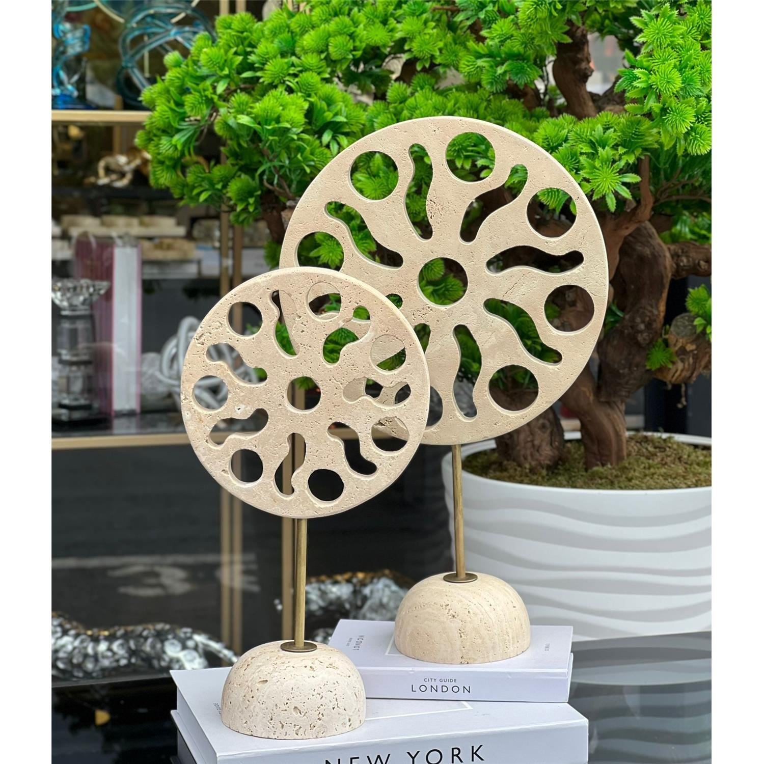 2 Lİ TRAVERTEN DESENLİ DİSK TAKIM