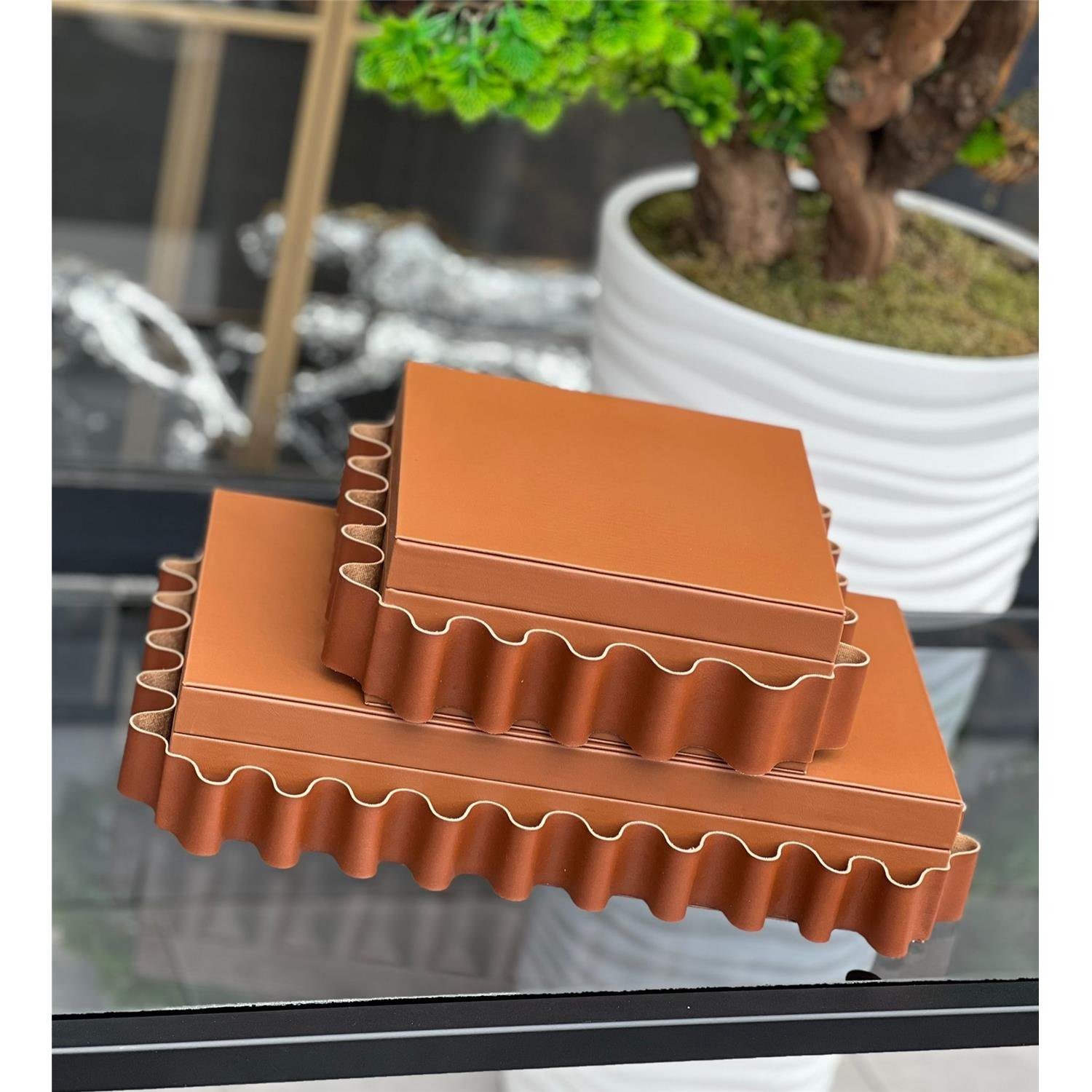 FLUE KIVRIMLI 2 Lİ DERİ KUTU 23X23 40X40 TABA