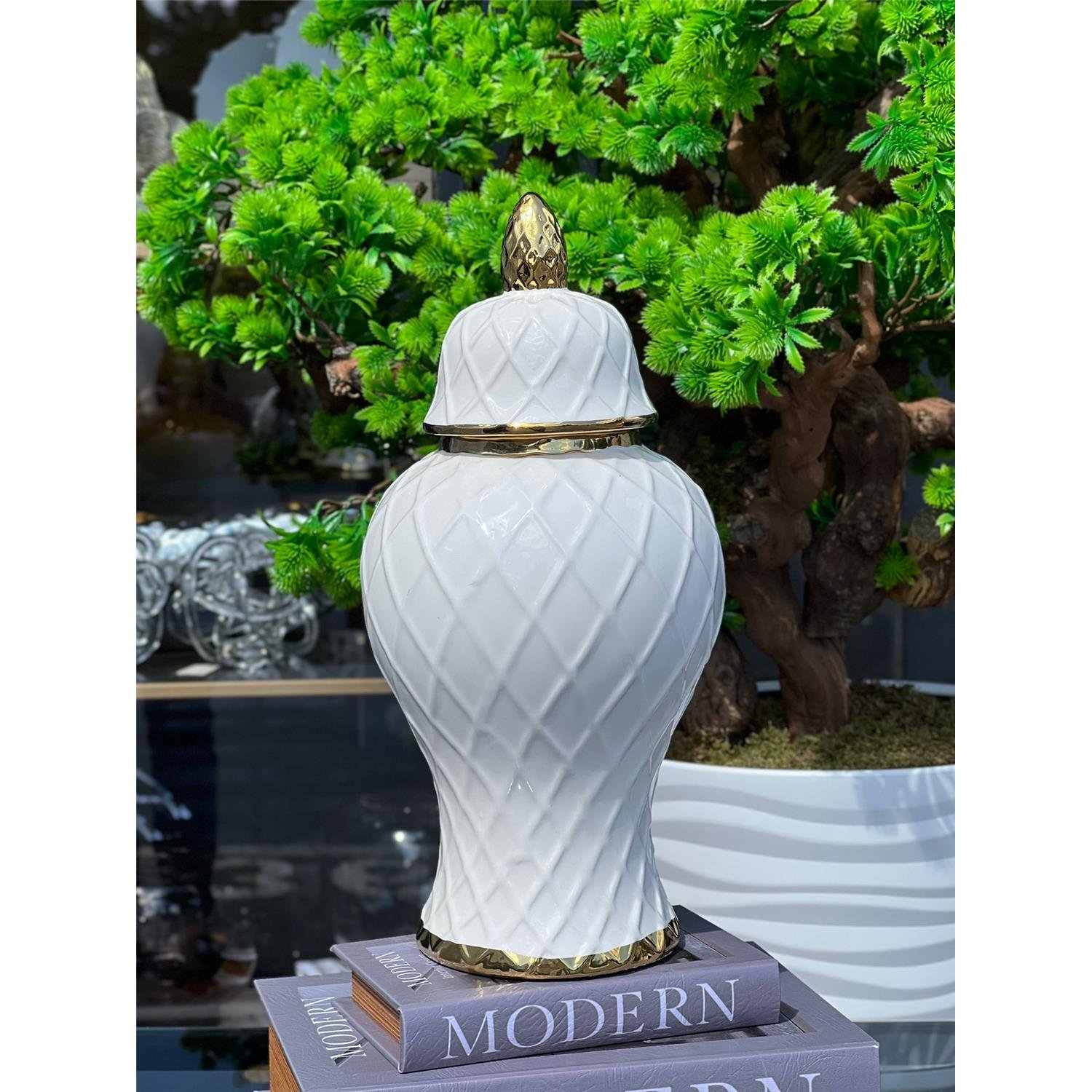 İTHAL BEYAZ VORN SERAMİK VAZO BÜYÜK