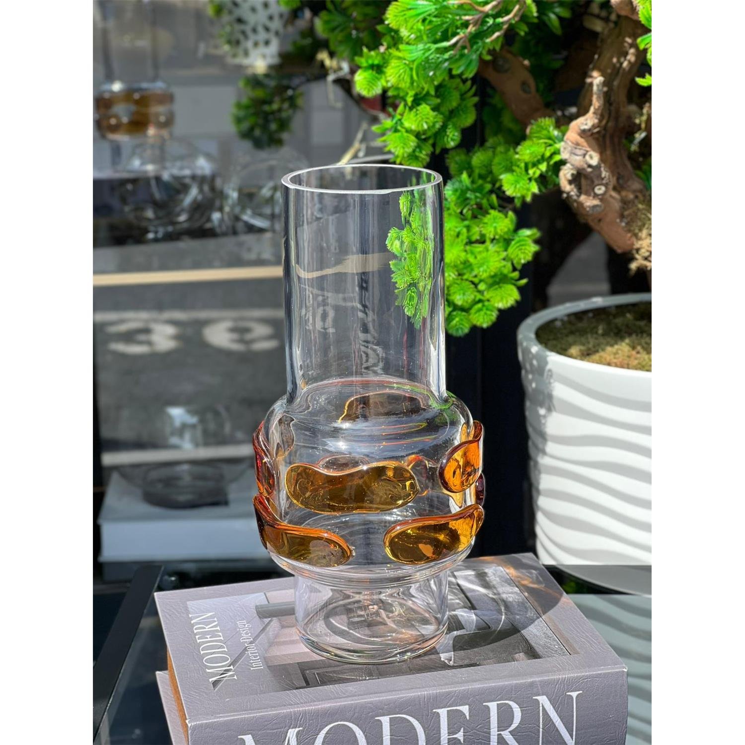 İTHAL ZYRA AMBER CAM VAZO KÜÇÜK