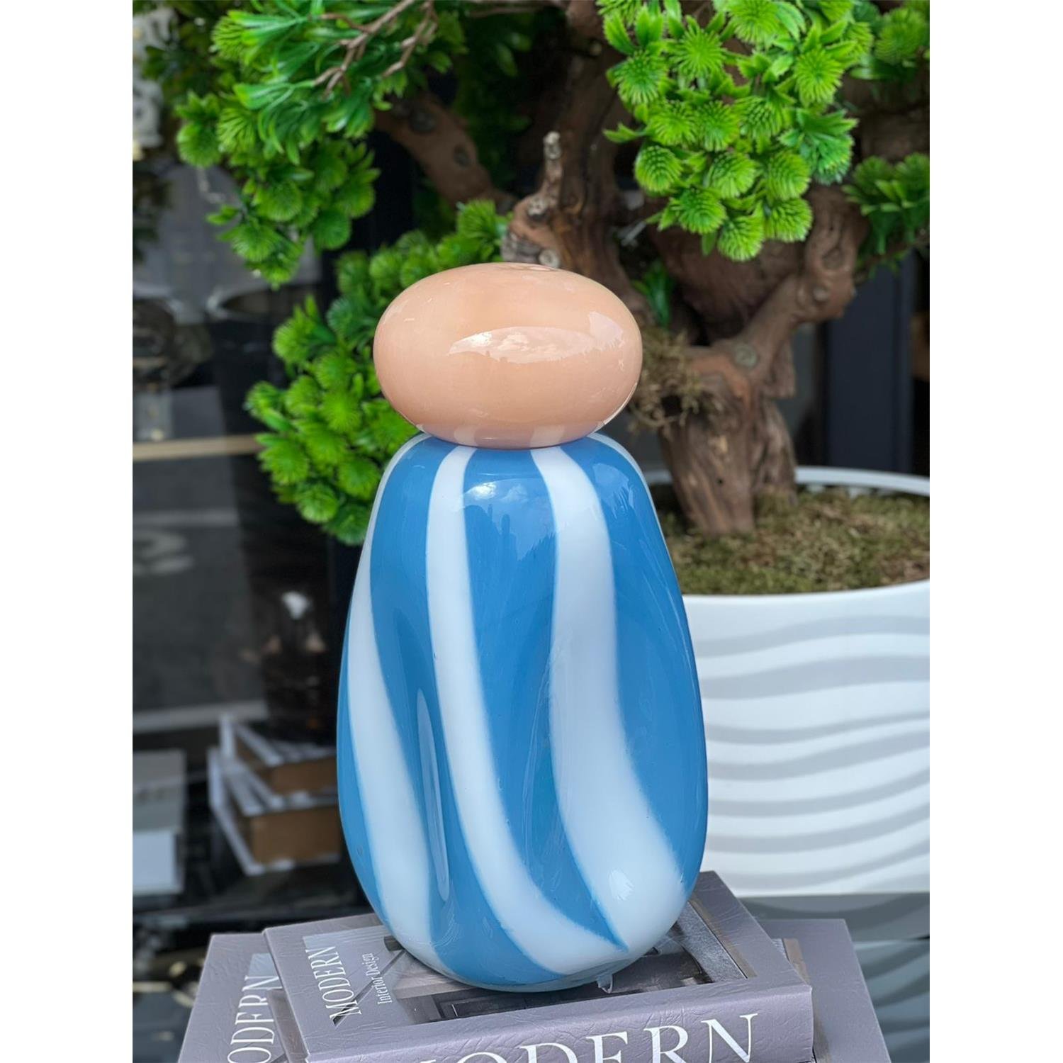 İTHAL PASTELLE BLUE CAM VAZO KÜÇÜK