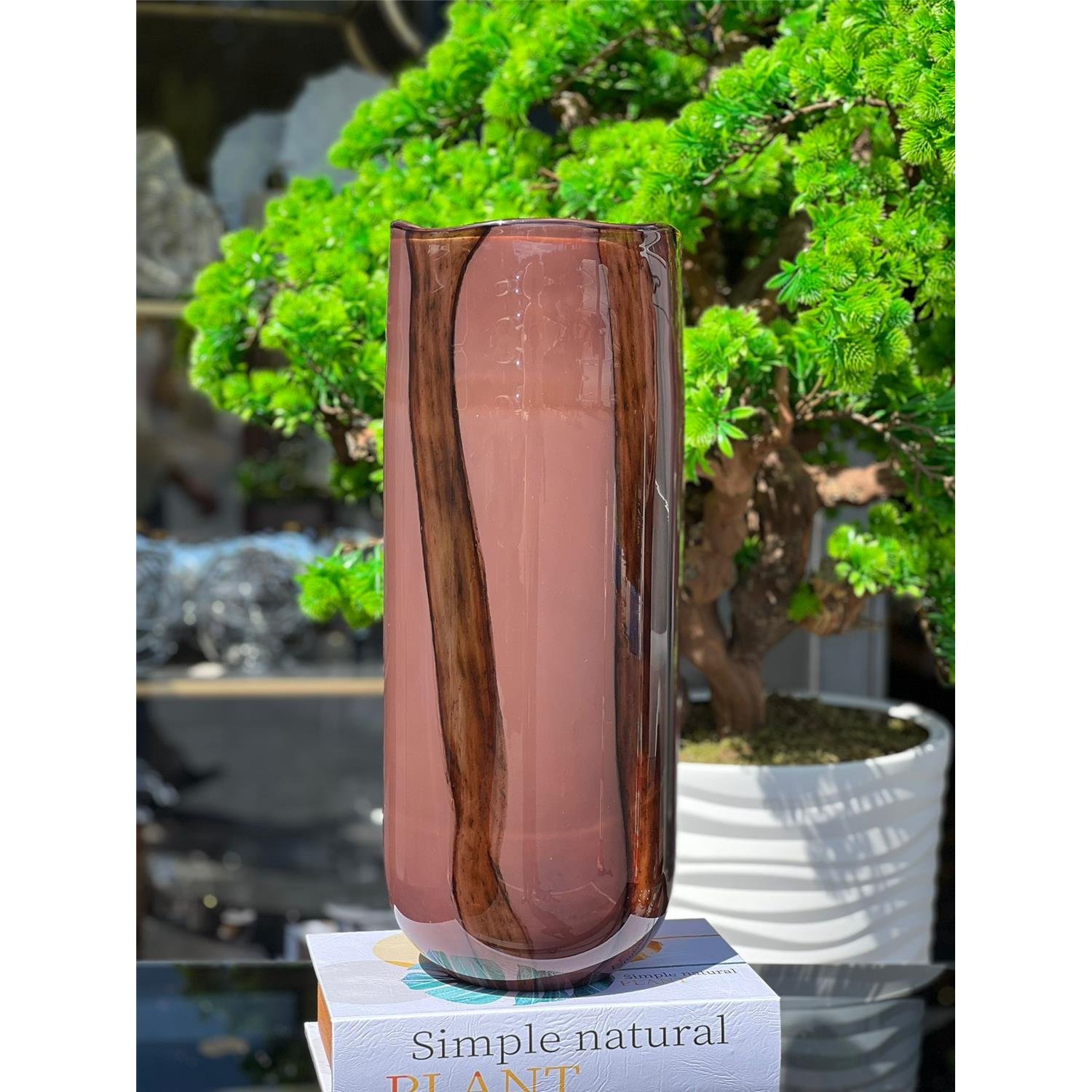 İTHAL LUMİN KAHVE GEÇİŞ CAM VAZO BÜYÜK