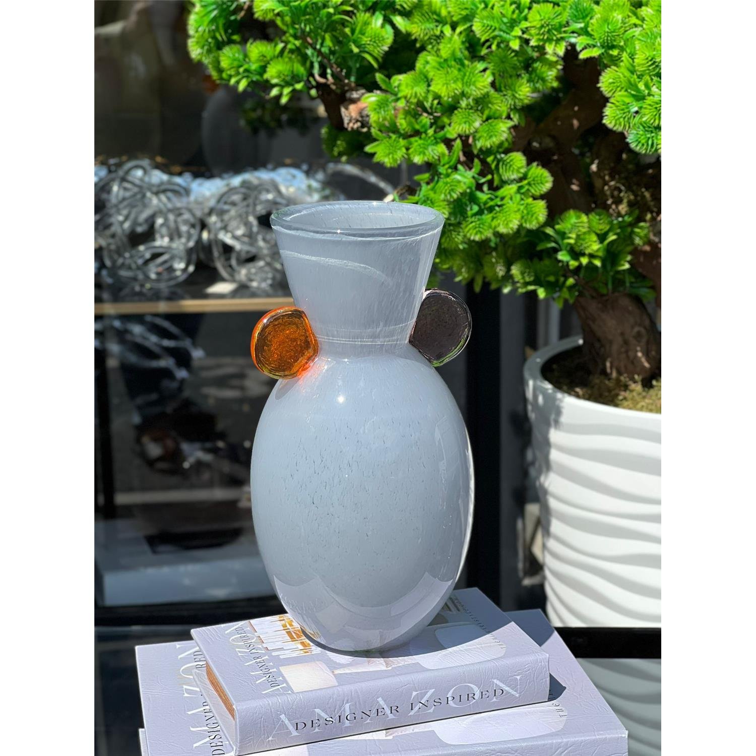 İTHAL SELRA UZUN GRİ CAM VAZO