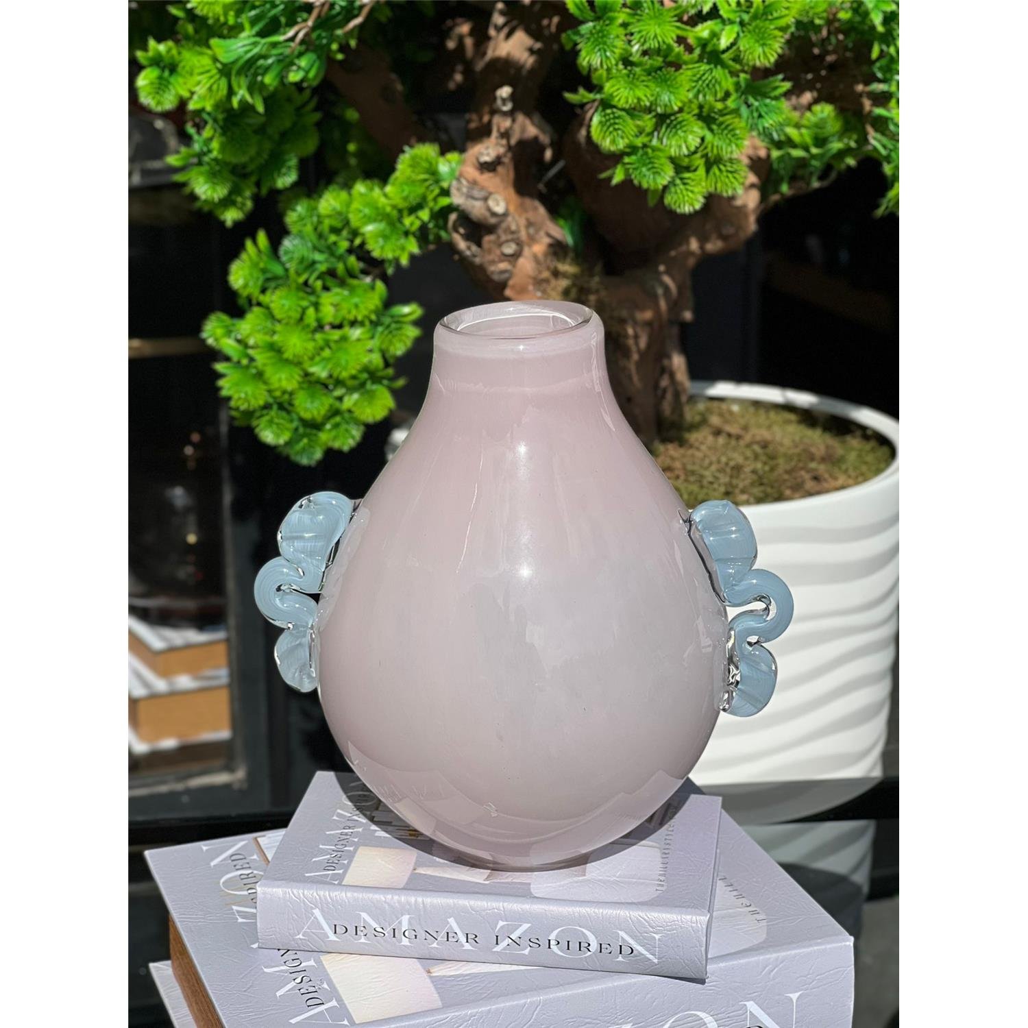 İTHAL JUL PİNK BLUE CAM VAZO ORTA