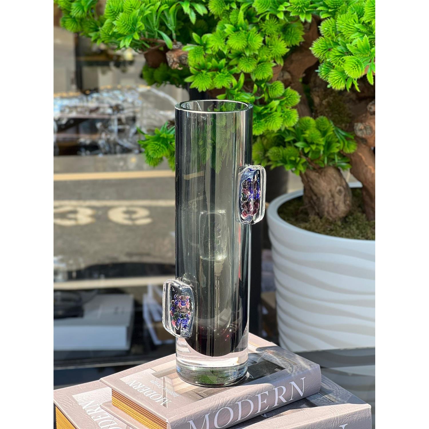 İTHAL LUEN FÜME CAM VAZO