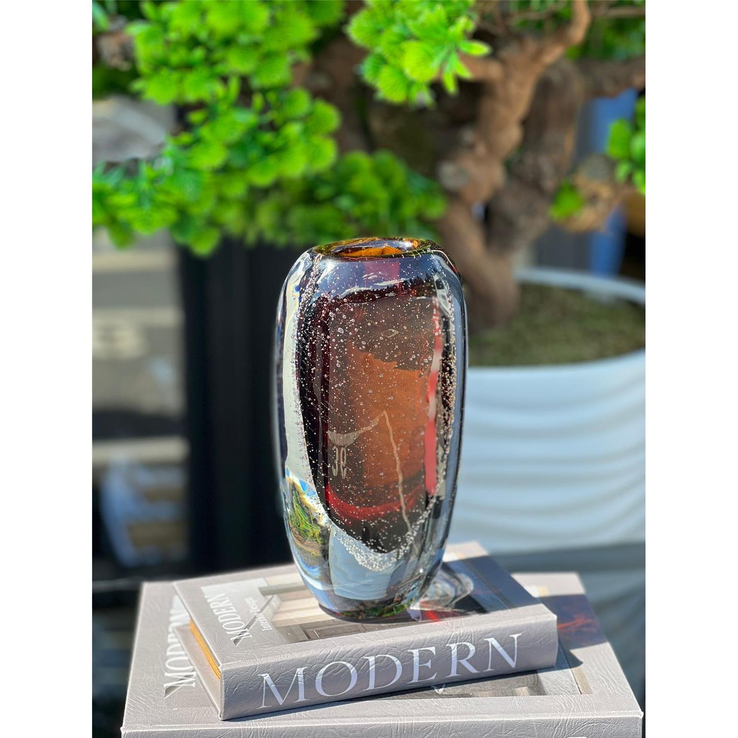 İTHAL CRİSTALLO AMBER CAM VAZO KÜÇÜK