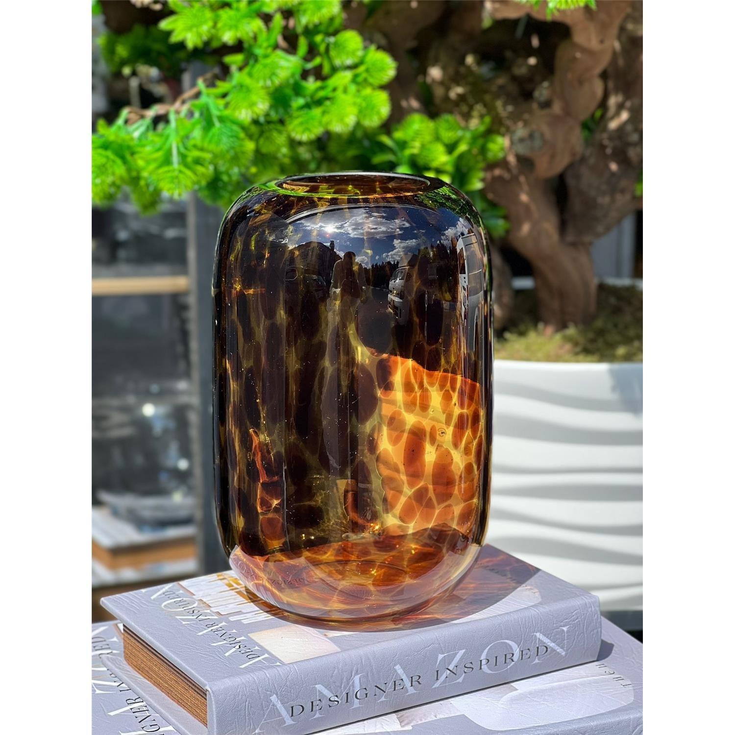 İTHAL ORVİA LEOPAR CAM VAZO KÜÇÜK