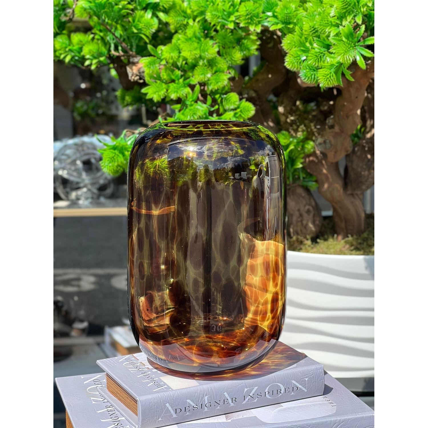 İTHAL ORVİA LEOPAR CAM VAZO BÜYÜK