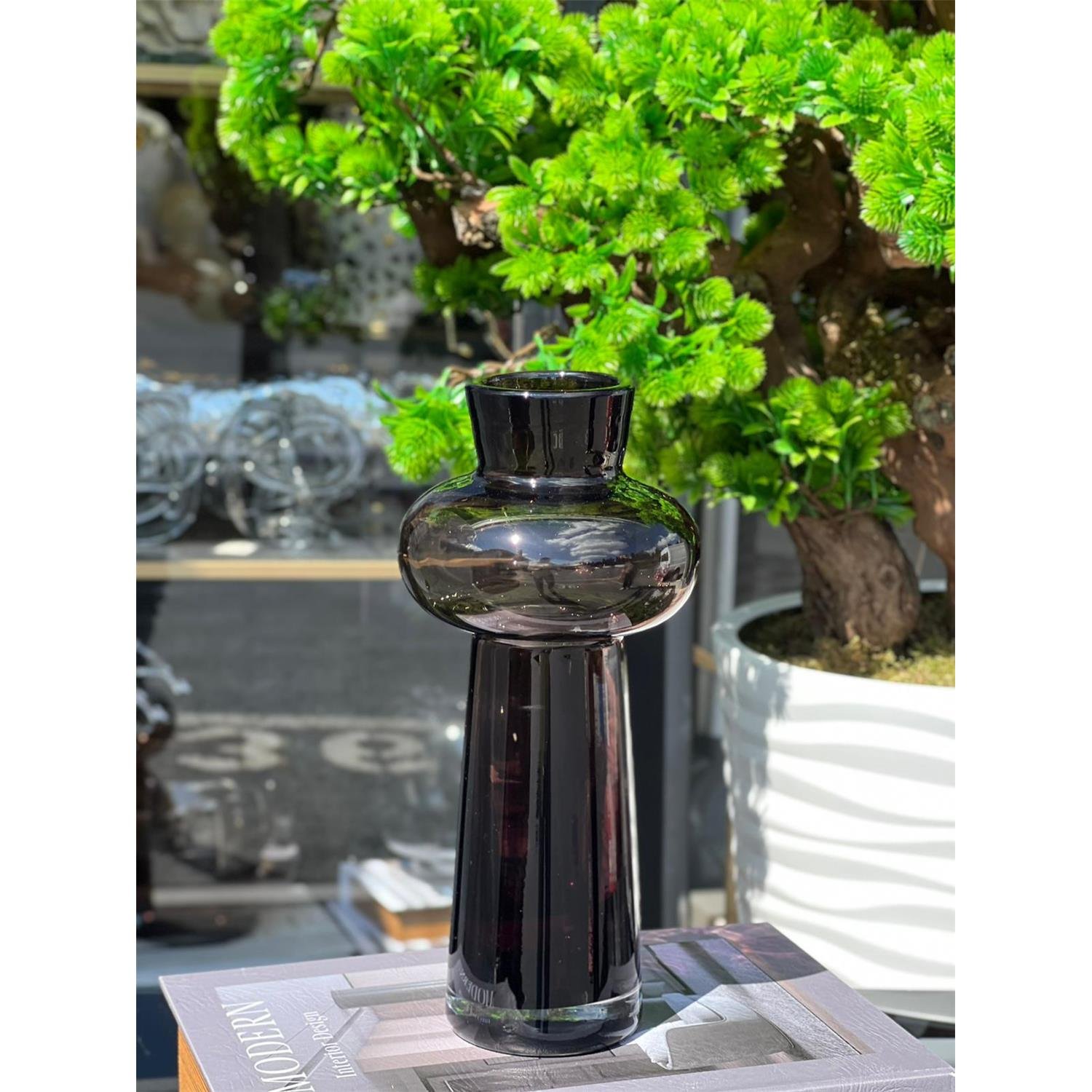 İTHAL VOLESSA FÜME CAM VAZO KÜÇÜK