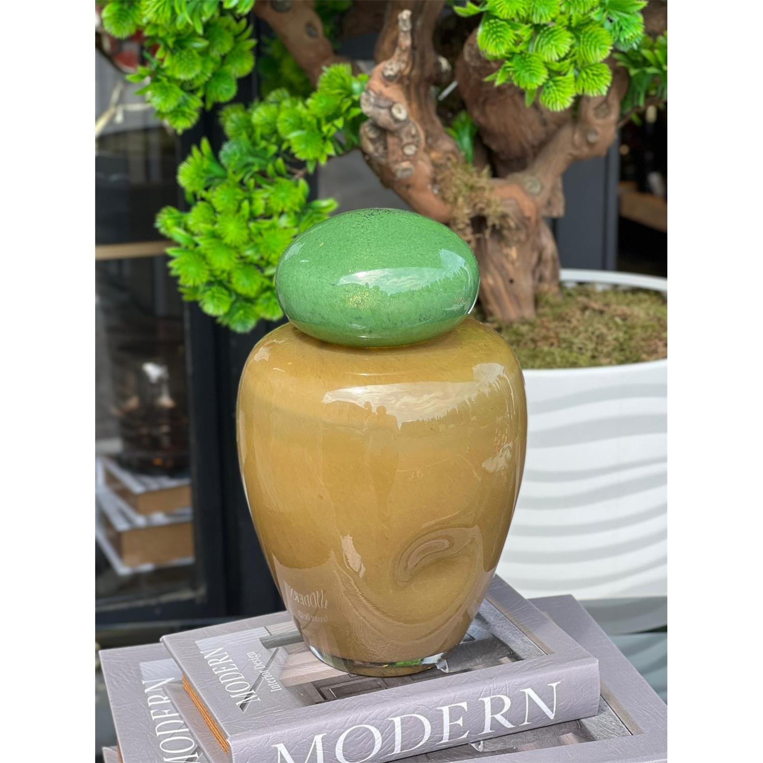 İTHAL VASTELLE CAM VAZO BÜYÜK BROWN/GREEN